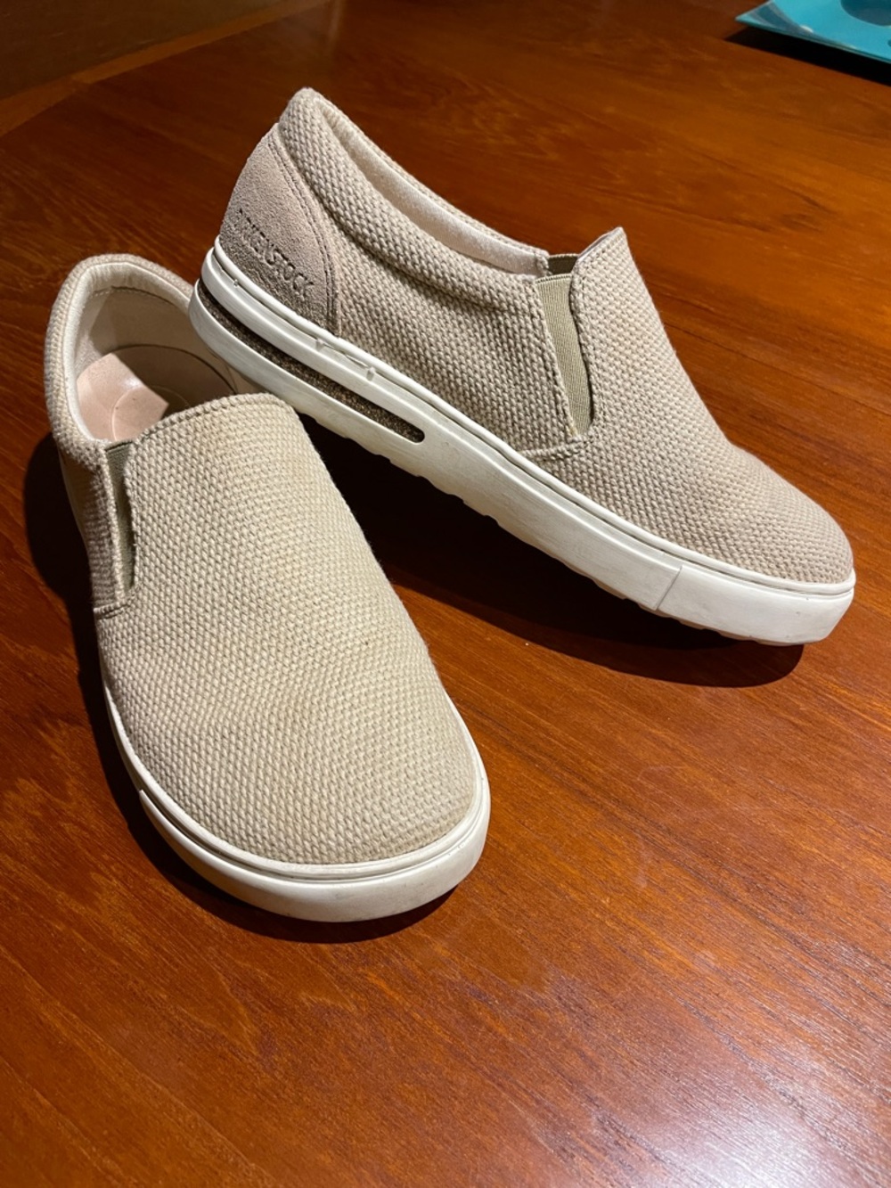 Birkenstock Oswego tan canvas suede slip on shoe size 37